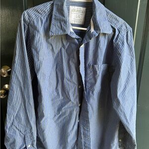 Aeropostale Men's Classic Blue and White Striped Shirt